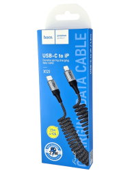 Usb Кабель-зарядка Type-C на Lightning Hoco X121 27W 1м тканевый пружина черный