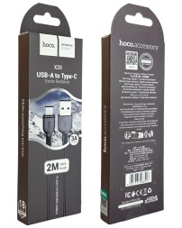 Usb Кабель-зарядка Type-C Hoco X20 Flash 3A 2м силиконовый черный