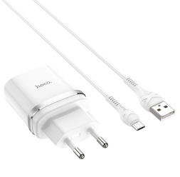 Сетевое зар. устр. Hoco C12Q с шнуром Micro 1USB QC3.0 2.4A белое