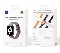 Кожаный ремешок Wiwu Vintage Crazy Horse Watch Band для Apple Watch 42/44/45/49mm темно-коричневый