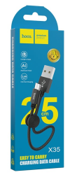 Usb Кабель-зарядка Micro Hoco X35 Premium 2.4A 25см в нейлоновой оплетке черный