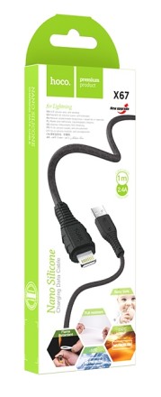  Usb Кабель-зарядка Lightning Hoco X67 Nano 2.4A 1м мягкий силиконовый черный