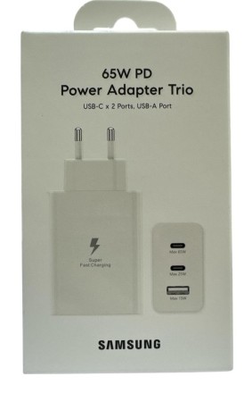  Сетевое зар. устр. для Samsung 65W 1USB/2C в упаковке белое (High copy)