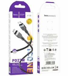 Usb Кабель-зарядка Type-C на Lightning Hoco X109 27W 2м силиконовый черный
