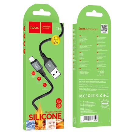 Usb Кабель-зарядка Lightning Hoco X86 2.4A 1м черный