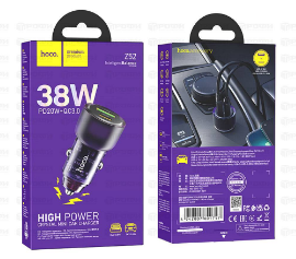  Автомобильное заряд. устр. Hoco Z52 1USB/1C 38W фиолетовый