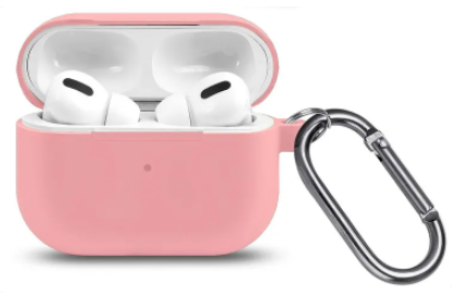  Силиконовый чехол для AirPods Pro 2 c карабином розовый