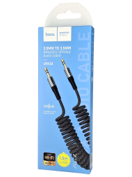 Аудиокабель AUX 3.5мм Hoco UPA33 1.5м в тканевой оплетке пружина черный