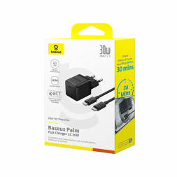 Сетевое зар. устр. Baseus Palm Fast Charger 1C 30W кабель Type-C на Type-C (P10111605113-01) черное