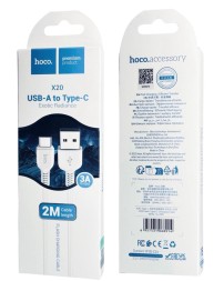 Usb Кабель-зарядка Type-C Hoco X20 Flash 2.4A 2м силиконовый белый