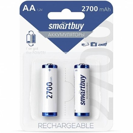 Аккумулятор NiMh Smartbuy AA/2BL 2700 mAh (24/240) (SBBR-2A02BL2700)