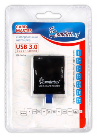 Картридер USB3.0 MicroSD/SD/MMC/MS/M2/TF/xD Smartbuy 700 черный (SBR-700-K)