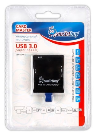  Картридер USB3.0 MicroSD/SD/MMC/MS/M2/TF/xD Smartbuy 700 черный (SBR-700-K)