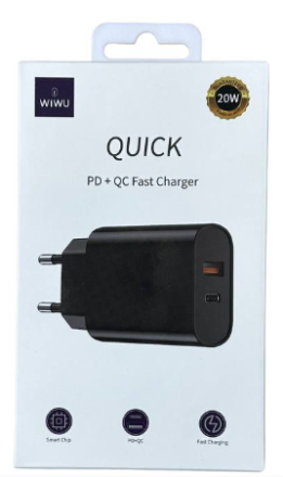  Сетевое зар. устр. WIWU Quick 1USB/1C 20W Wi-U002 черное