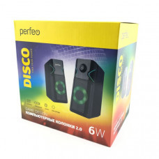 Акустическая система 2.0 Perfeo DISCO мощность 2х3Вт, USB, Game Design, RGB подсветка черн