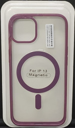 Накладка для i-Phone 13 6.1&quot; Magsafe силикон прозрачный бока бордовые