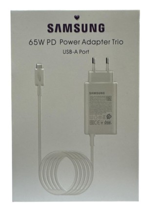  Сетевое зар. устр. для Samsung 65W 1USB с кабелем Type-C в упаковке белое (High copy)