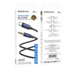 Кабель-переходник Borofone BL20 Type-C (папа) на AUX 3.5мм (папа) 1м черный