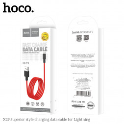 Usb Кабель-зарядка Lightning Hoco X29 Superior style 2.4A 1м в силиконовый PVC красный