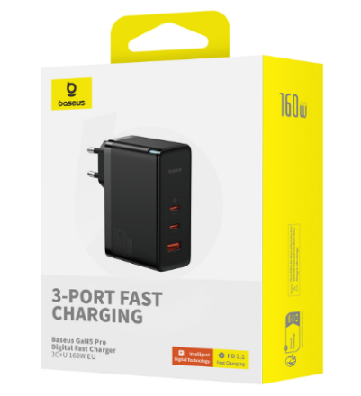  Сетевое зар. устр. Baseus GaN5 Pro Fast Charger 1USB/2C 160W P10110825113-00 черное