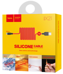 Usb Кабель-зарядка Micro Hoco X21 2A 1м мягкий силиконовый красный