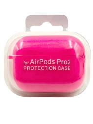 Силиконовый чехол для AirPods Pro 2 c карабином ярко-розовый