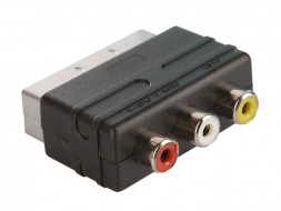 Переходник PERFEO SCART (21 pin) вилка - 3xRCA розетка, видео + стерео-аудио (A7007)