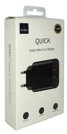  Сетевое зар. устр. WIWU Quick 2USB 2.1A Wi-U003 черное