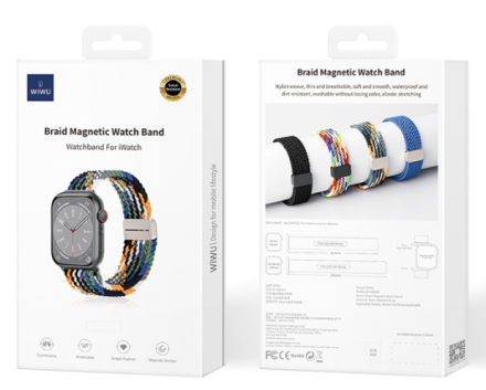  Плетёный ремешок Wiwu Braid Magnetic Watch Band для Apple Watch 42/44/45/49mm Cowboy Colorful