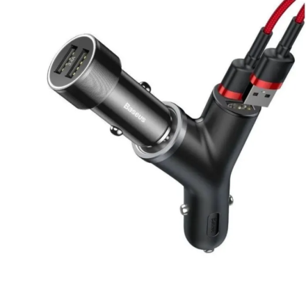  Автомобильное заряд. устр. + прикуриватель Baseus Y-type 2USB 3.4A CCALL-YX01 черное