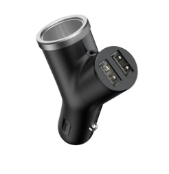 Автомобильное заряд. устр. + прикуриватель Baseus Y-type 2USB 3.4A CCALL-YX01 черное