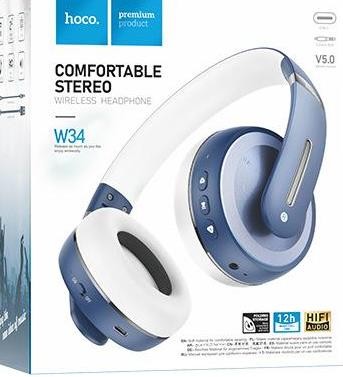  Стереонаушники Bluetooth полноразмерные HOCO W34 Charming BT5.0/250mAh/9ч синие