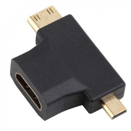 Переходник HDMI (мама)-microHDMI (папа)-miniHDMI (папа) Smartbuy (A119)