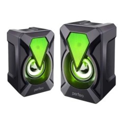 Акустическая система 2.0 Perfeo FLAMES мощность 2х3 Вт, USB, чёрн, Game Design, LED подсветка
