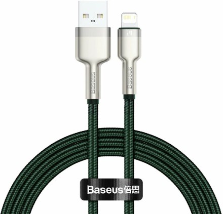  Usb Кабель-зарядка Lightning Baseus Cafule Metal 1м (CALJK-A06) 2.4A зеленый
