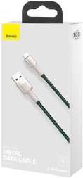 Usb Кабель-зарядка Lightning Baseus Cafule Metal 1м (CALJK-A06) 2.4A зеленый