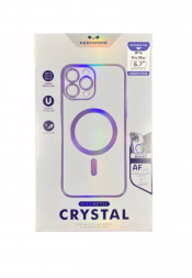 Накладка для i-Phone 14 Pro Max Keephone Magsafe тонкии прозрачный с фиолетовыми боками