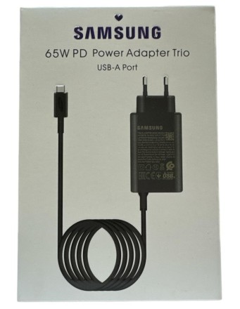  Сетевое зар. устр. для Samsung 65W 1USB с кабелем Type-C в упаковке черное (High copy)