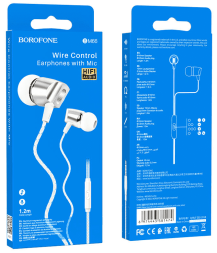 Наушники с микрофоном Borofone BM66 1.2м белые