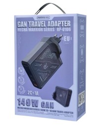 Сетевое зар. устр. Remax RP-U106 1USB/2C 140W серое