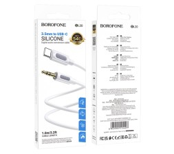 Кабель-переходник Borofone BL20 Type-C (папа) на AUX 3.5мм (папа) 1м белый