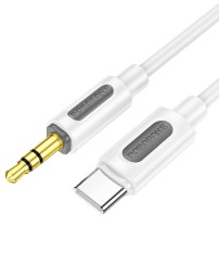 Кабель-переходник Borofone BL20 Type-C (папа) на AUX 3.5мм (папа) 1м белый