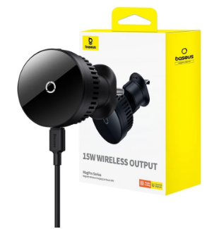  Держатель в автомобиль в воздуховод c беспроводной зарядкой Baseus MagPro 15W (C40164100121-00) черн