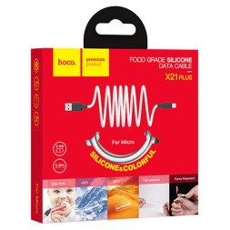 Usb Кабель-зарядка Micro Hoco X21 Plus Silicone 2.4A 1м мягкий силиконовый белый