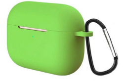 Силиконовый чехол для AirPods Pro 2 c карабином салатовый