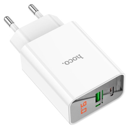  Сетевое зар. устр. Hoco C100A 1USB/1C 20W QC3.0 белое