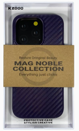  Накладка для i-Phone 14 Pro Max K-Doo Mag Noble кожаная под карбон фиолетовая