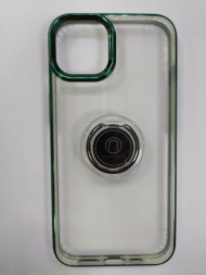 Накладка для iPhone 13 силикон прозрачный с кольцом бока цветные