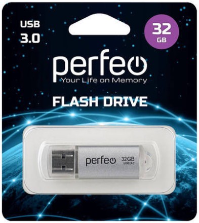  3.0 USB флеш накопитель Perfeo 32GB C14 серебритый