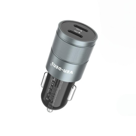  Автомобильное заряд. устр. Ven-Dens CC005 2USB-C 40W grey